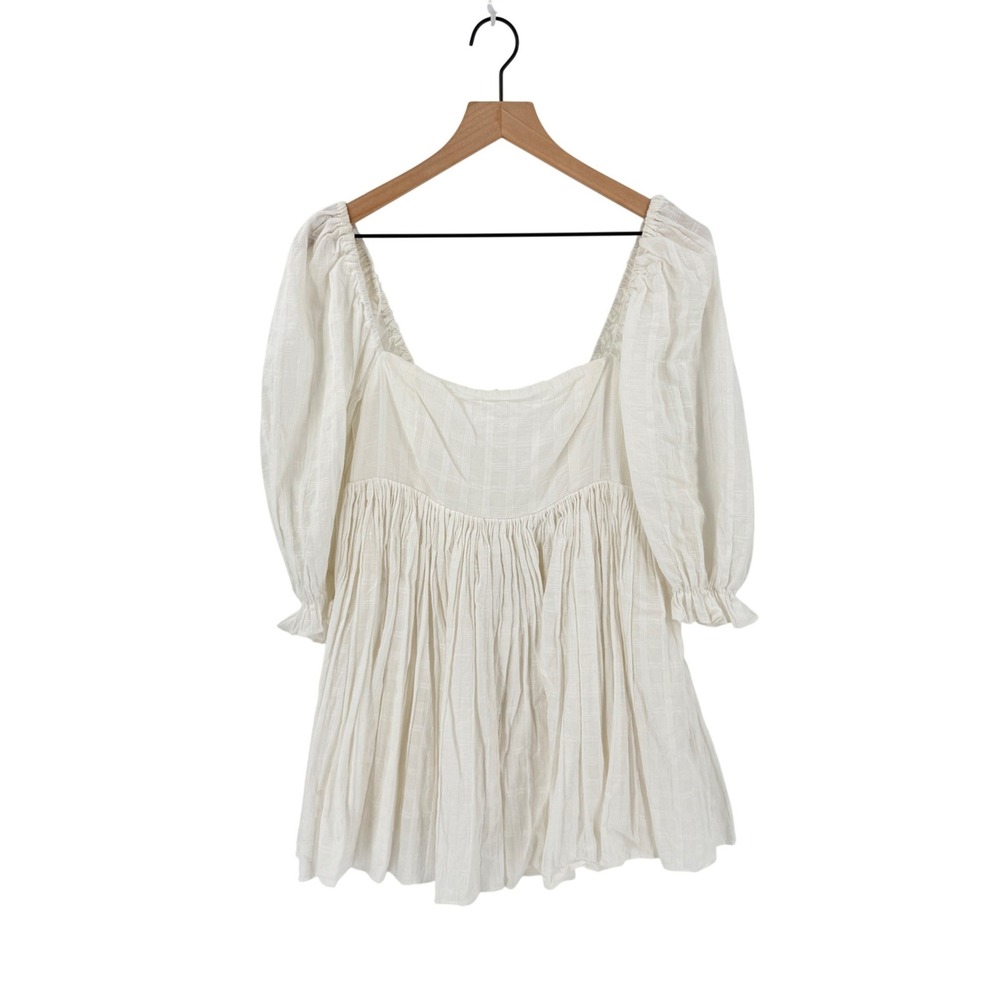 MABLE Babydoll Ivory LWD Small Puff Sleeve Cotton Gauze Mini Clean Cowgirl
